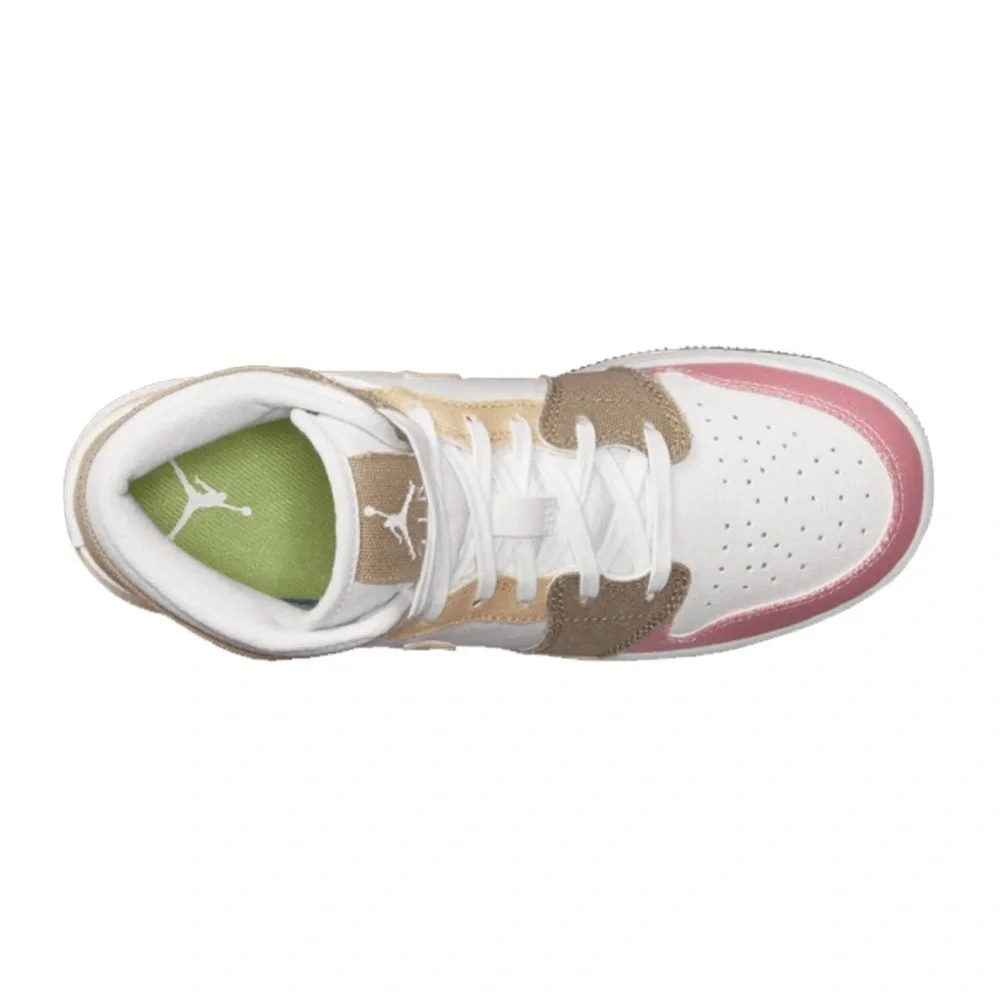 Nike Air Jordan 1 Mid SE GS Pastel Grind DJ0338-100 Pink‎ Green White Yellow 7Y